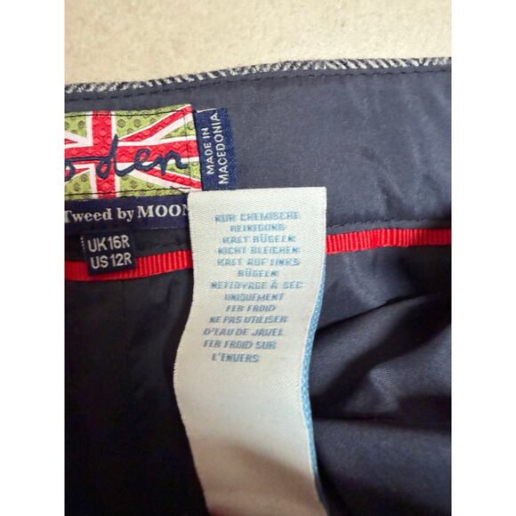 BODEN Pants Womens 12R Gray British Tweed by Moon Wool Blend Herringbone Classic - Picture 6 of 6